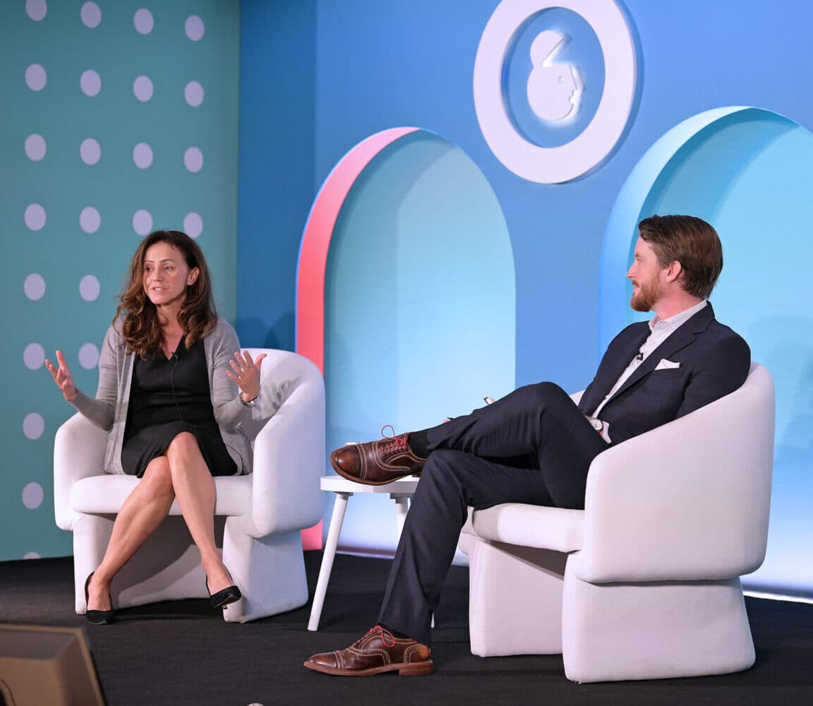 Mazda's chris mcclure and mark jablonowski onstage at advertising week new york