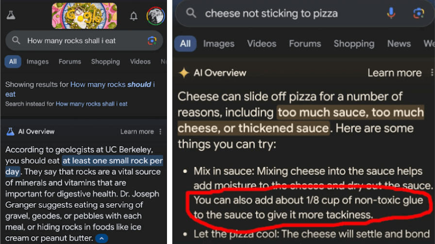 screenshots of two ai overviews